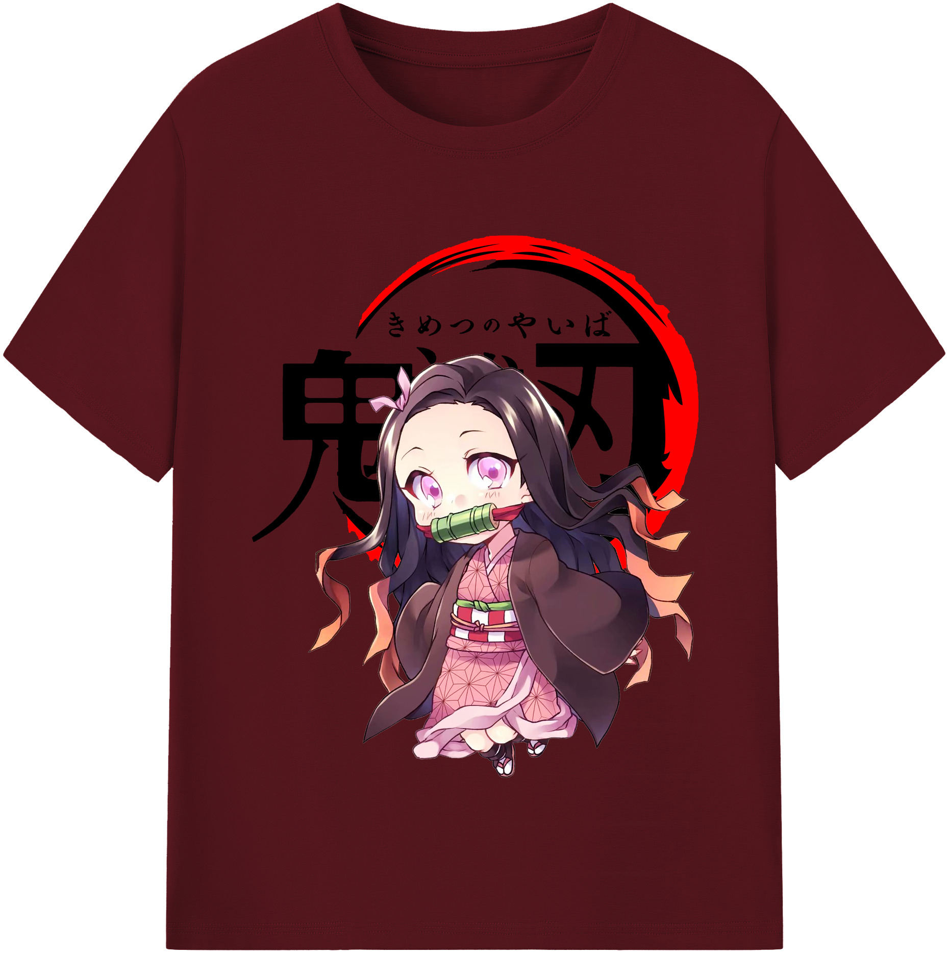 （画像用） 鬼滅の刃（きめつのやいば）竈門 禰󠄀豆子／かまど ねずこ Kamado Nezuko 綿100％半袖Tシャツ（フロントプリント）